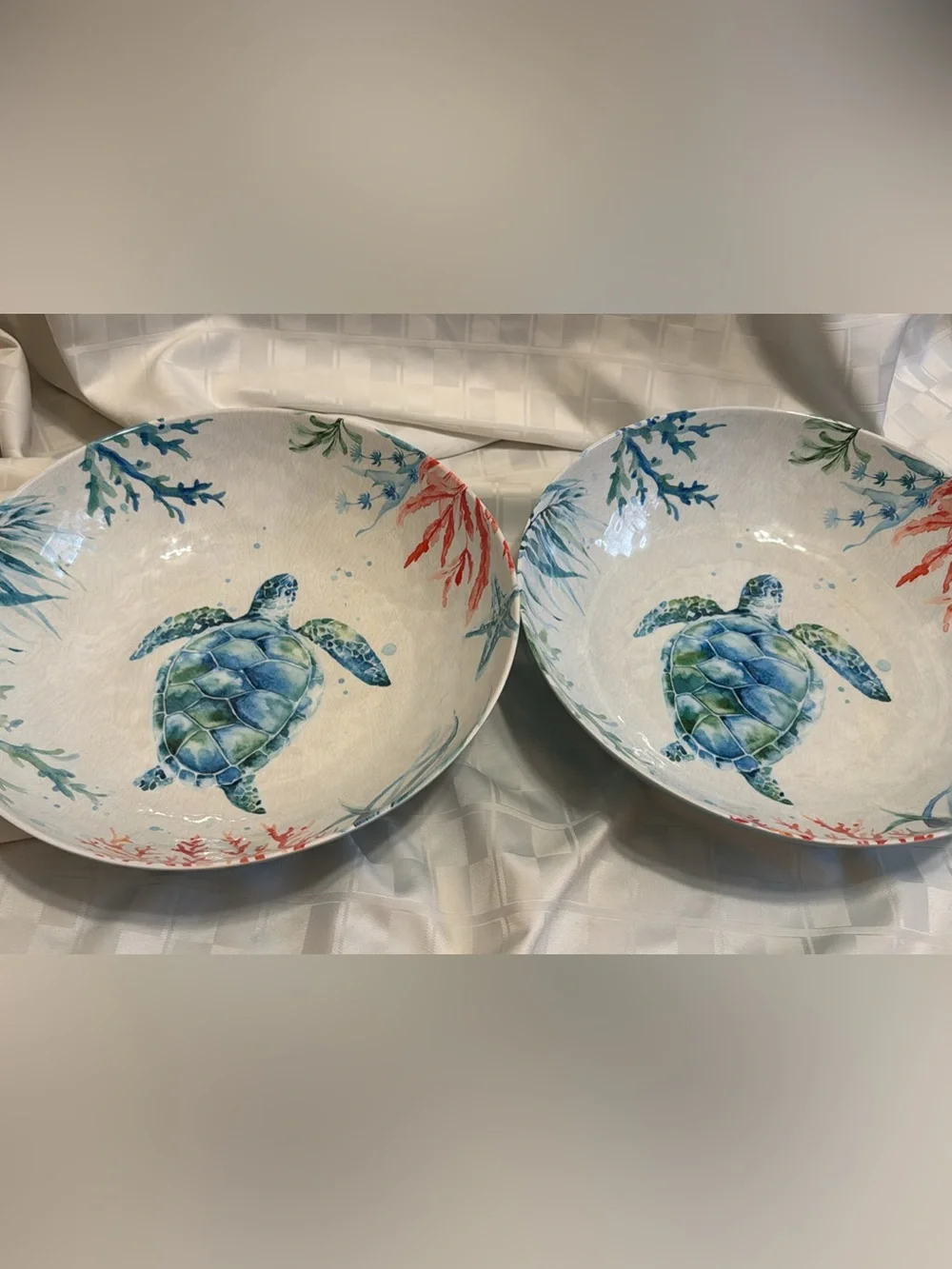 Sea Turtle Ceramic Serving Bowl - Blue Green